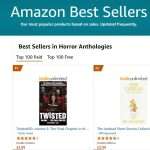 Screenshot of Amazon Best Sellers in Horror Anthologies showing two top paid books: "Twisted50 Volume 3" at number 1 and "The Undead Short Stories Collection" at number 2.